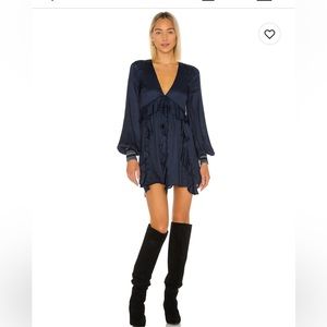 Revolve Tularosa navy ruffle dress